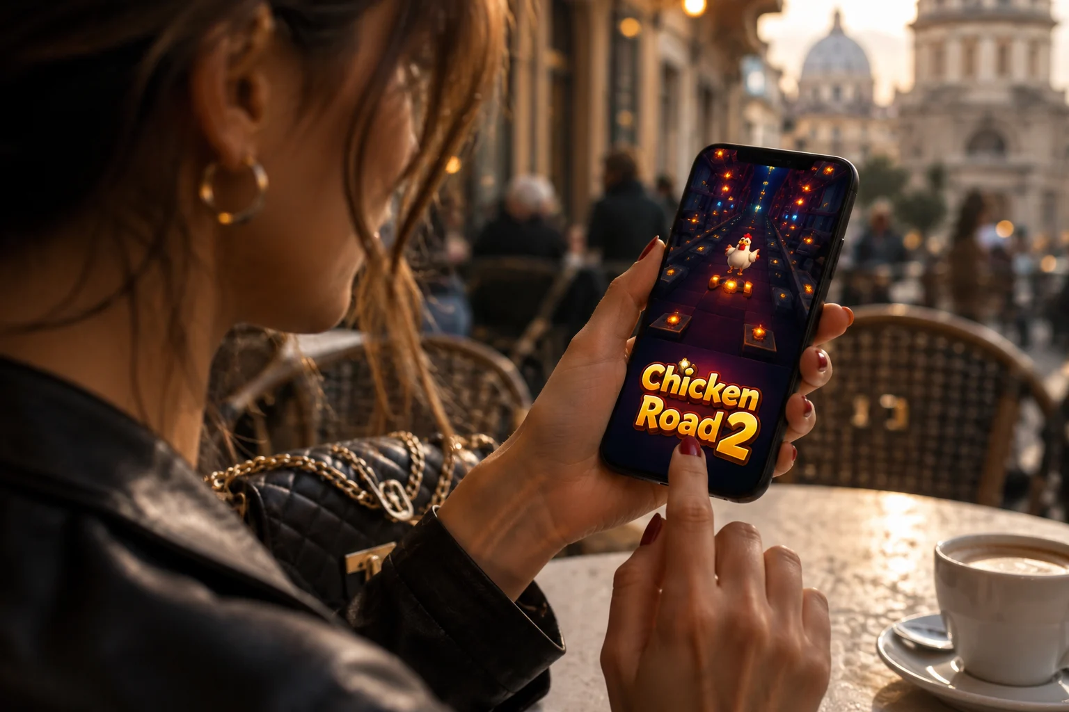 Chicken Road 2 Italia su smartphone con atmosfera mobile gaming moderna in appartamento italiano.